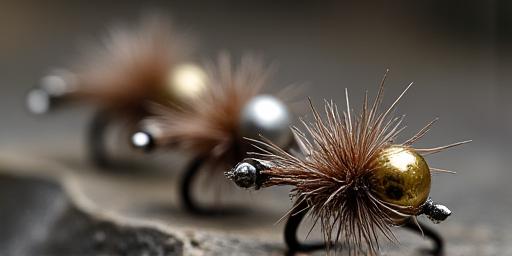 Tungsten bead nymphing flies for deep water trout